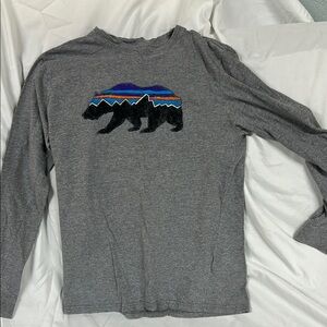 Patagonia kids Gray Long Sleeve Shirt with Bear Design